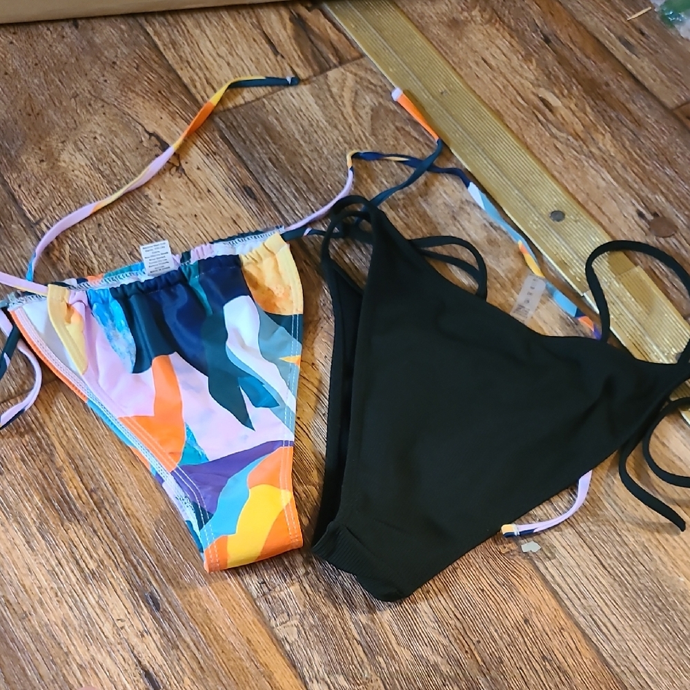 Colorful and Black Bikini Bottoms